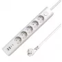 Microconnect 5-vietīgs USB Schuko pagarinātājs ar ieslēgšanas/izslēgšanas slēdzi, 1,5 m, balts