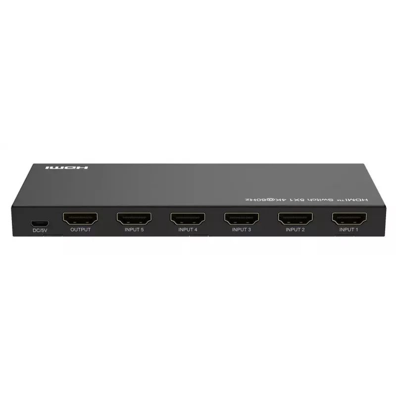 Video slēdzis MicroConnect MC-HDMISWITCH0501-4K 4K 60Hz Metāls Melns