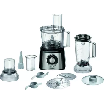 Virtuves kombains Bosch MCM3PM386 — 900 W motors, 2,3 l bļoda, melns/caurspīdīgs