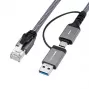 Microconnect CAT6 FTP uz USB A-C adaptera kabelis, 1 metrs
