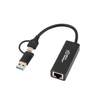 Kabeļa savienotāja pārveidotājs Microconnect MC-USBACNET1G USB C uz RJ-45 0,2 m Melns