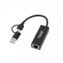 Kabeļa savienotāja pārveidotājs Microconnect MC-USBACNET1G USB C uz RJ-45 0,2 m Melns