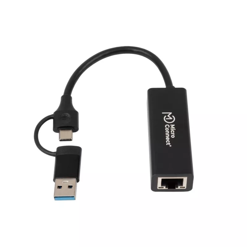 Kabeļa savienotāja pārveidotājs Microconnect MC-USBACNET1G USB C uz RJ-45 0,2 m Melns