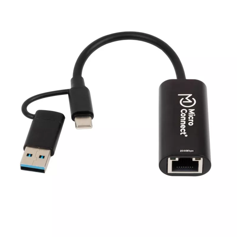 Microconnect MC-USBACNET2.5G savienotāju adapteris USB C RJ-45 0,2 m Melns