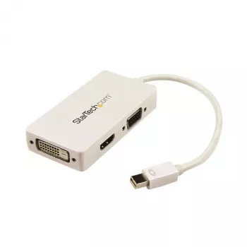 StarTech.com ceļojumu A/V adapteris: 3-in-1 Mini DisplayPort uz VGA DVI vai HDMI pārveidotājs - Balts