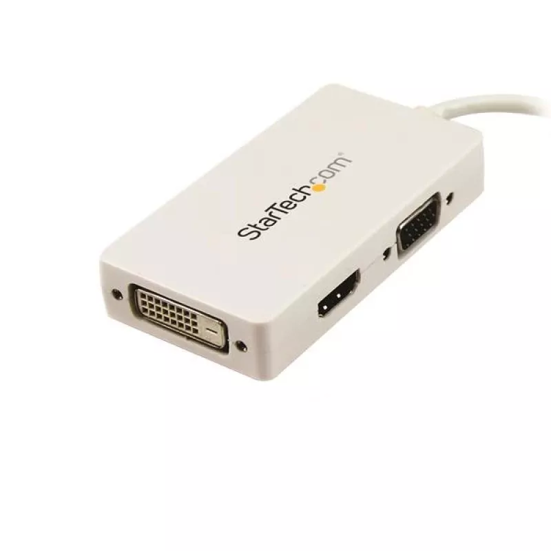 StarTech.com ceļojumu A/V adapteris: 3-in-1 Mini DisplayPort uz VGA DVI vai HDMI pārveidotājs - Balts