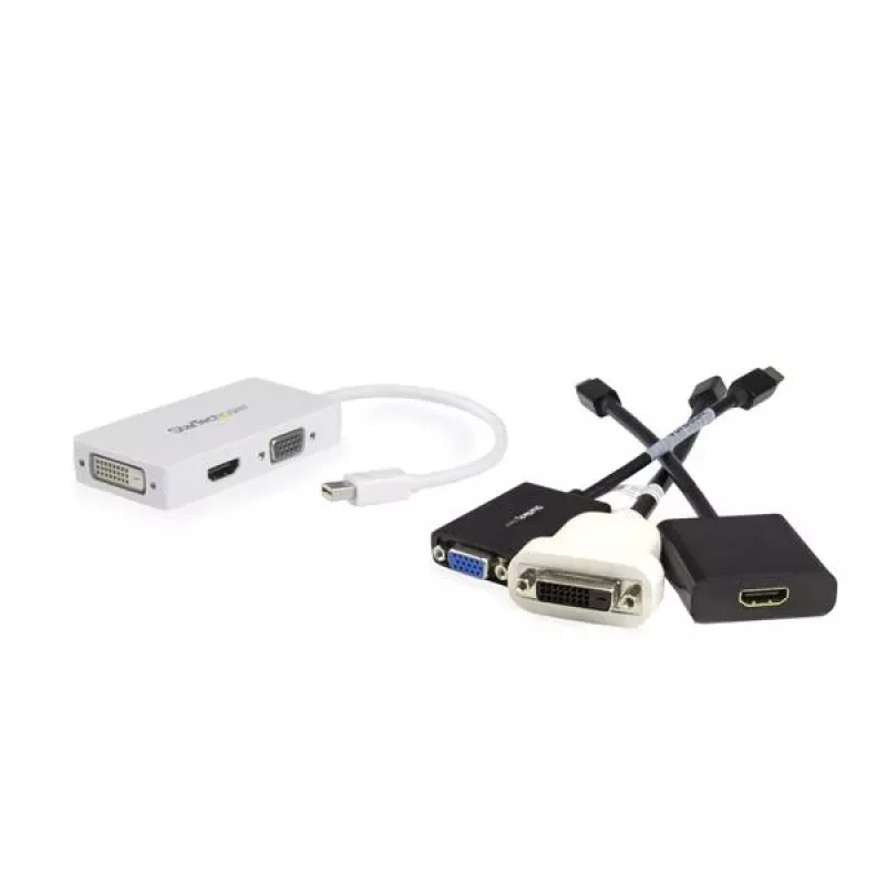 StarTech.com ceļojumu A/V adapteris: 3-in-1 Mini DisplayPort uz VGA DVI vai HDMI pārveidotājs - Balts