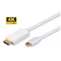 Microconnect MDPHDMI2-4K video kabeļa adapteris 2 m Mini DisplayPort HDMI Type A (Standard) Balts