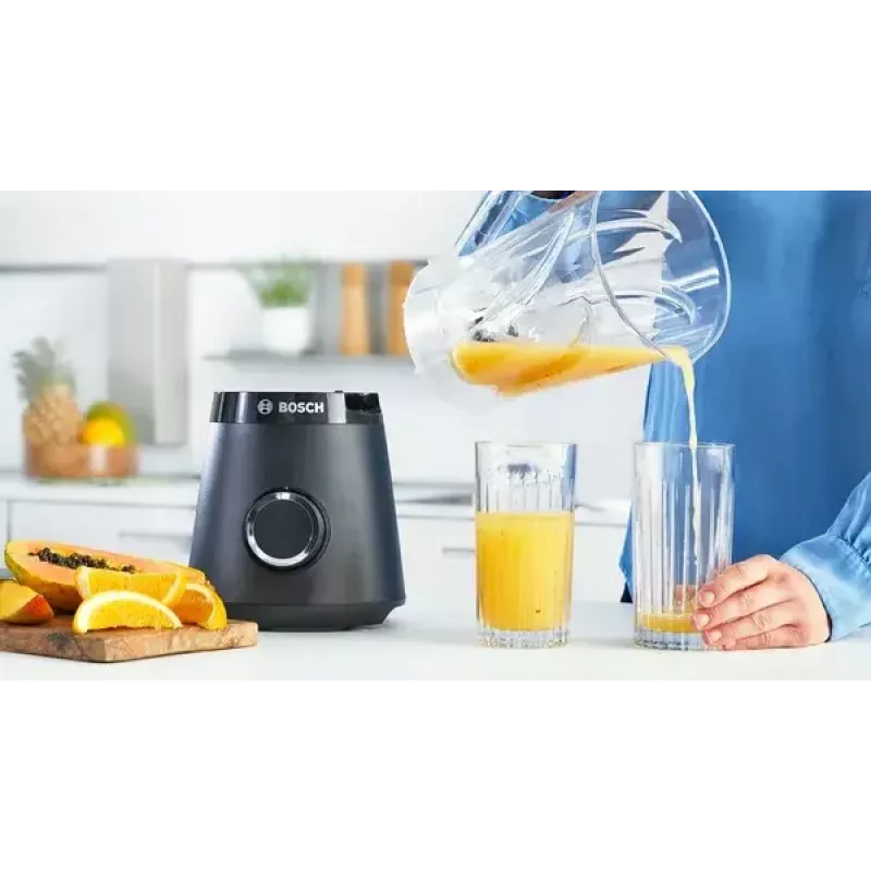 Galda blenderis Bosch Serie 4 MMB6141B — 1200 W, 1,5 l Tritan bļoda, 2 ātrumu pakāpes, ledus smalcināšana, melns