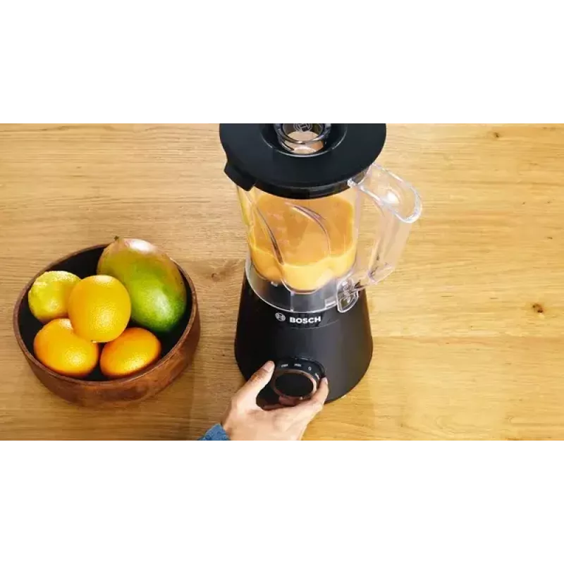 Galda blenderis Bosch Serie 4 MMB6141B — 1200 W, 1,5 l Tritan bļoda, 2 ātrumu pakāpes, ledus smalcināšana, melns