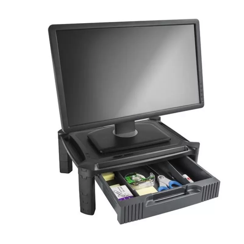 StarTech.com Monitora paaugstinātājs - atvilktne - augstumā regulējams, brīvi stāvošs, 10 kg, 33 cm (13 collas), 81,3 cm (32 collas), augstuma regulēšana, melns