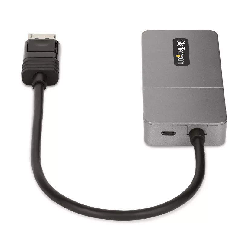 StarTech.com 3 portu MST centrmezgls - DisplayPort uz 3x HDMI, trīskārši 4K 60 Hz monitori, DP 1.4 vairāku monitoru video adapteris, 1 pēdas (30 cm) iebūvēts kabelis, USB barošana, tikai Windows
