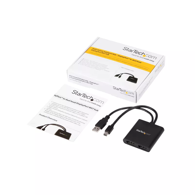 StarTech.com 2 portu vairāku monitoru adapteris - Mini DisplayPort uz 2x DisplayPort MST centrmezgls - Dual 4K 30Hz - video sadalītājs paplašinātai darbvirsmas režīmam tikai Windows datoros - mDP 1.2 uz 2x DP