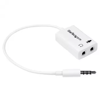 StarTech.com baltais austiņu adapteris austiņām ar atsevišķiem austiņu / mikrofona spraudņiem – 3,5 mm 4 pozīcijas uz 2x 3 pozīciju 3,5 mm vīrišķais/sieviešais