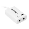 StarTech.com baltais austiņu adapteris austiņām ar atsevišķiem austiņu / mikrofona spraudņiem – 3,5 mm 4 pozīcijas uz 2x 3 pozīciju 3,5 mm vīrišķais/sieviešais