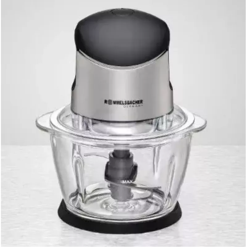 Elektriskais virtuves kombains Rommelsbacher MZ 400 — 1,0 L stikla bļoda, 400 W, nerūsējošā tērauda 4 spārnu asmens, melns