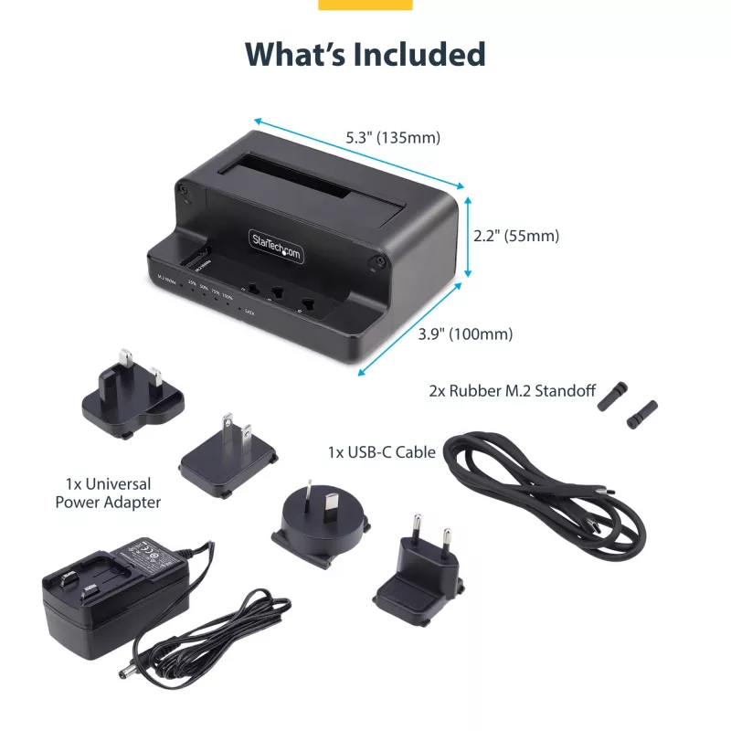 StarTech.com M.2 NVMe uz 2,5/3,5 collu SATA disku dublikators, divu vietu atsevišķs SSD klonētājs/disku dokstacija, divvirzienu NVMe uz SATA / SATA uz NVMe, līdz 27 GB/min, TAA