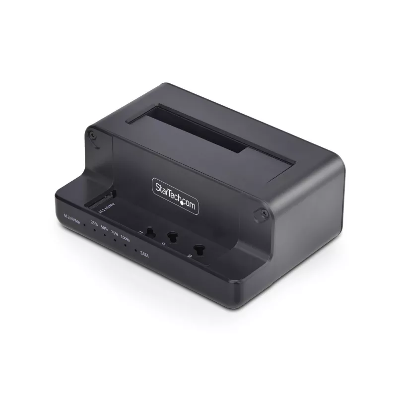 StarTech.com M.2 NVMe uz 2,5/3,5 collu SATA disku dublikators, divu vietu atsevišķs SSD klonētājs/disku dokstacija, divvirzienu NVMe uz SATA / SATA uz NVMe, līdz 27 GB/min, TAA