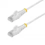 StarTech.com 15m balts plāns CAT6 Ethernet kabelis, bez aizķeršanās, 100 W PoE, UTP, LSZH, 28AWG tīra vara vads, plāns RJ45 tīkla savienojuma vads ar spriegojuma mazināšanas elementiem, individuāli testēts