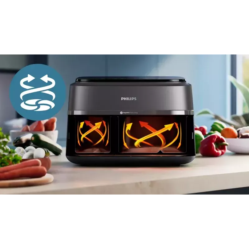 Karstā gaisa fritieris Philips 3000 sērija NA352/04 9L 2750W Dubultais grozs