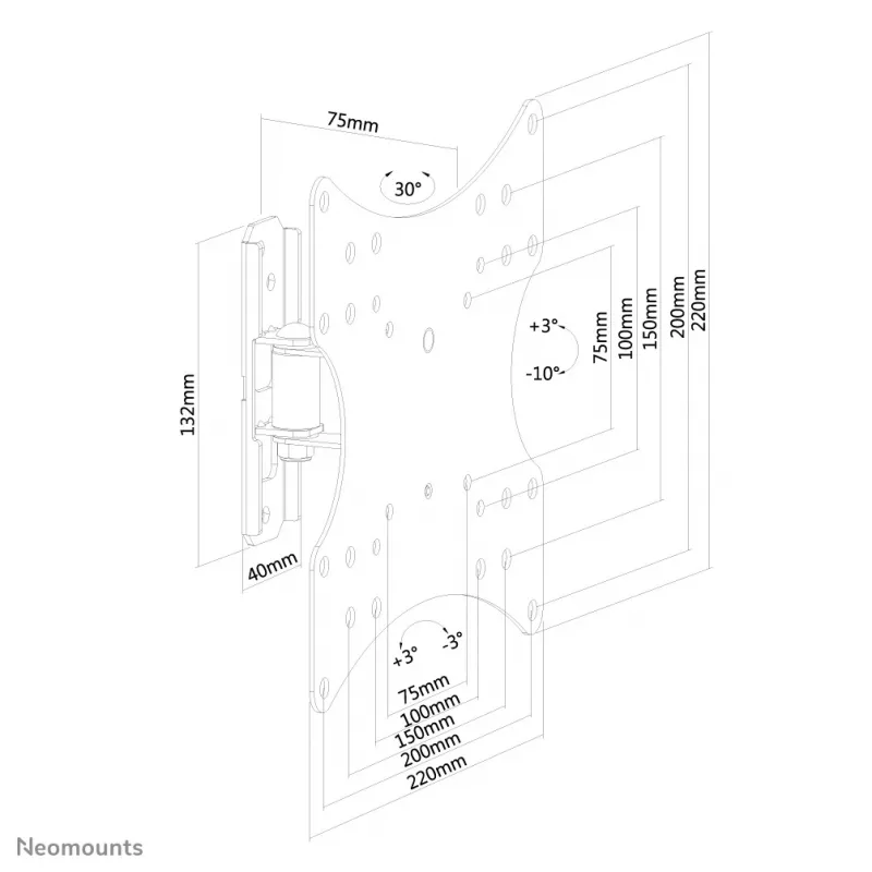 Neomounts FPMA-W115Melns televizora stiprinājums pie sienas 10-40 collām - pilna kustība