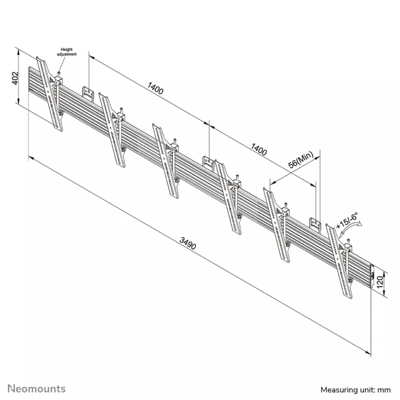 Neomounts NMPRO-WMB3 Menuboard sienas stiprinājums 32-55 collas - noliecams