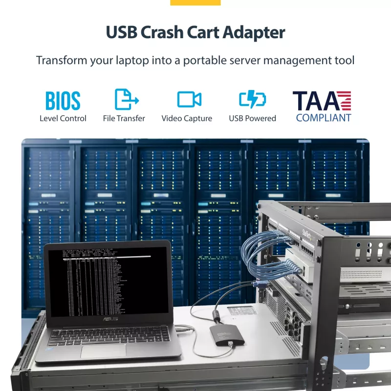 StarTech.com USB Crash Cart Adapter ar datu pārsūtīšanu un video uztveršanu | Pārnēsājama KVM konsole | VGA video | 1920 x 1200 60 Hz | Kabeļi iekļauti