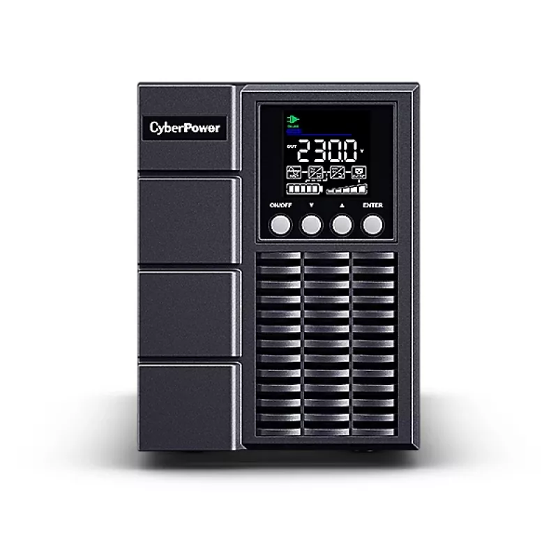 Bezatteices barošanas bloks CYBERPOWER OLS1000EA, Tiešsaistes dubultā pārveidošana, 1 kVA/900 W, 3× IEC C13 ligzdas, tīrs sinusoidāls vilnis, LCD, tornis