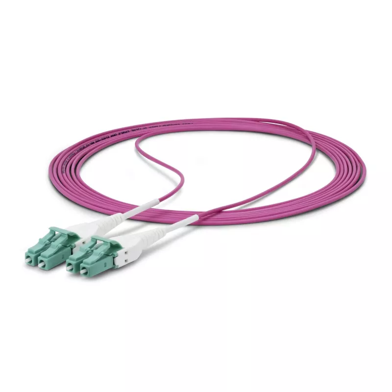 StarTech.com 10m (33 pēdas) LC–LC (UPC) OM4 daudzmodu optiskās šķiedras kabelis, Erika Violet, 50/125 µm, 40G/100G, LOMMF/VCSEL, Uniboot optiskā džempera vads, OFNR stāvvada novērtējums