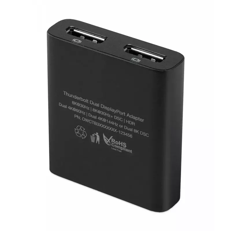 OWC Thunderbolt Dual DisplayPort Adapter USB grafikas adapteris 7680 x 4320 pikseļi melns