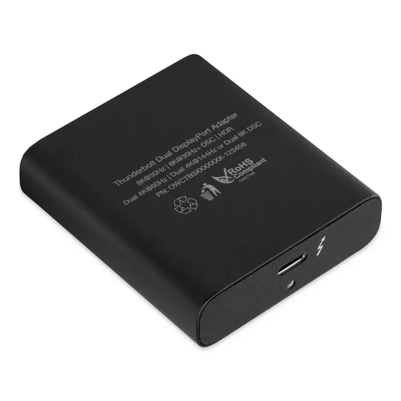 OWC Thunderbolt Dual DisplayPort Adapter USB grafikas adapteris 7680 x 4320 pikseļi melns