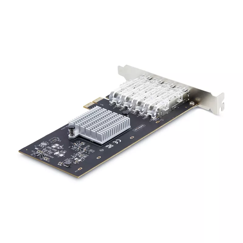 StarTech.com 4-Portu GbE SFP tīkla karte, PCIe 2.0 x2 (saderīga ar x4, x8, x16), Intel I350-AM4 4x 1GbE kontrolieris, 1000BASE varš/optiskā šķiedra, galddatoru/serveru četru portu Gigabit Ethernet NIC - Windows un Linux