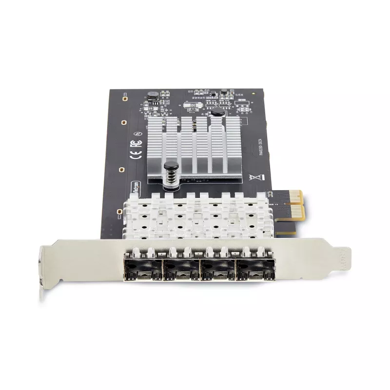 StarTech.com 4-Portu GbE SFP tīkla karte, PCIe 2.0 x2 (saderīga ar x4, x8, x16), Intel I350-AM4 4x 1GbE kontrolieris, 1000BASE varš/optiskā šķiedra, galddatoru/serveru četru portu Gigabit Ethernet NIC - Windows un Linux