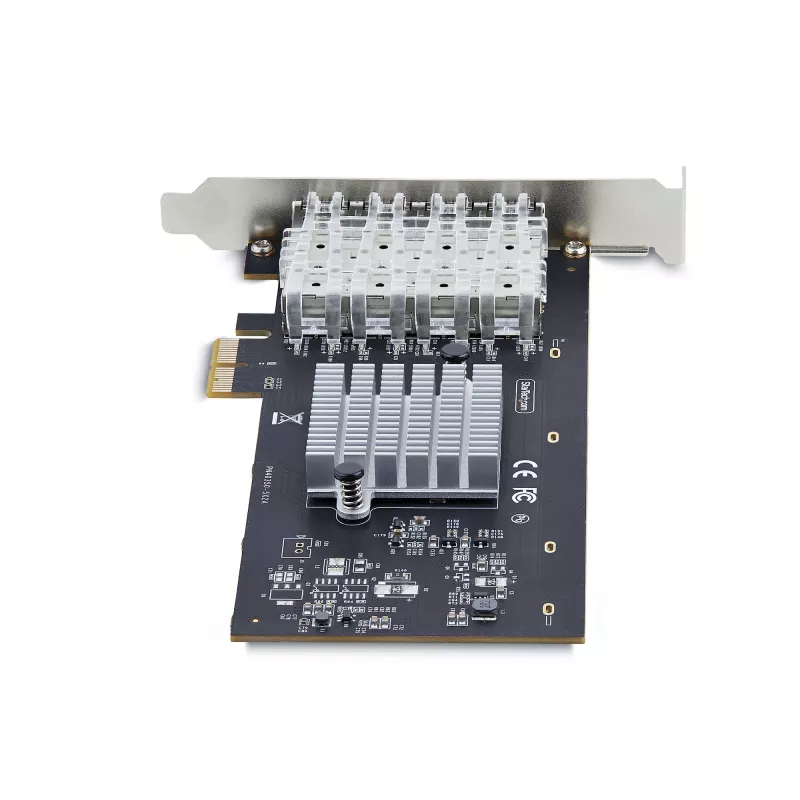 StarTech.com 4-Portu GbE SFP tīkla karte, PCIe 2.0 x2 (saderīga ar x4, x8, x16), Intel I350-AM4 4x 1GbE kontrolieris, 1000BASE varš/optiskā šķiedra, galddatoru/serveru četru portu Gigabit Ethernet NIC - Windows un Linux