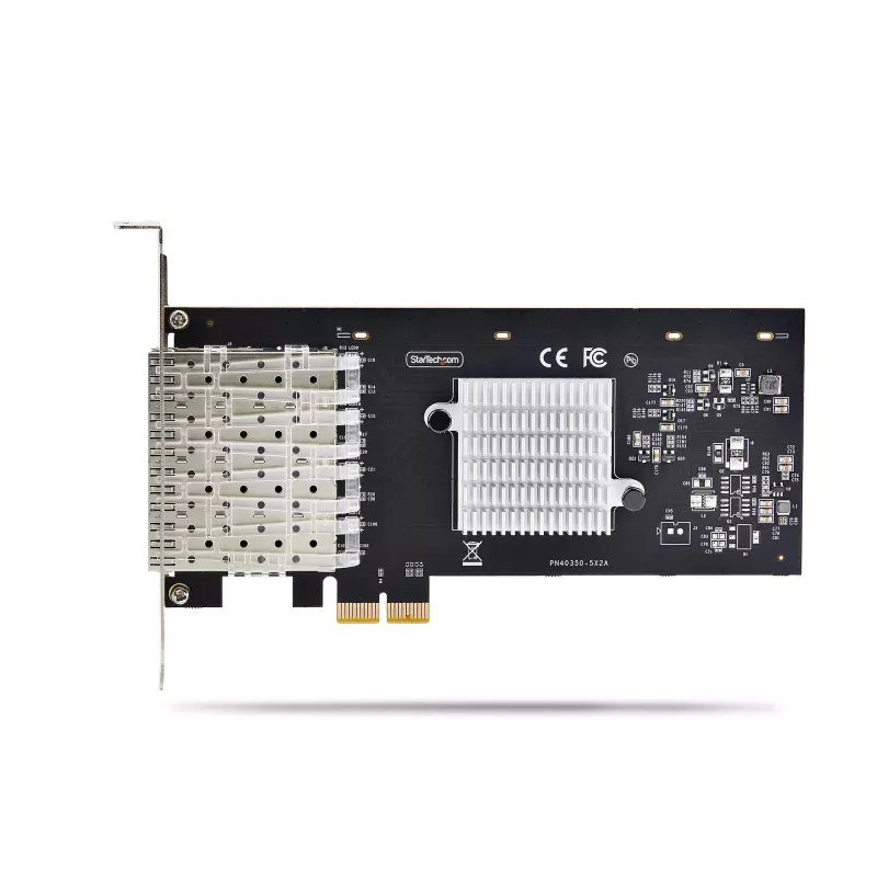 StarTech.com 4-Portu GbE SFP tīkla karte, PCIe 2.0 x2 (saderīga ar x4, x8, x16), Intel I350-AM4 4x 1GbE kontrolieris, 1000BASE varš/optiskā šķiedra, galddatoru/serveru četru portu Gigabit Ethernet NIC - Windows un Linux