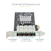 StarTech.com 4-Portu GbE SFP tīkla karte, PCIe 2.0 x2 (saderīga ar x4, x8, x16), Intel I350-AM4 4x 1GbE kontrolieris, 1000BASE varš/optiskā šķiedra, galddatoru/serveru četru portu Gigabit Ethernet NIC - Windows un Linux
