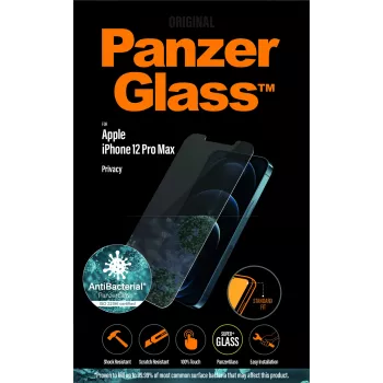 Ekrāna aizsargs PanzerGlass Apple iPhone 12 Pro Max, rūdīts stikls + PET, privātuma filtrs, 6,7 collas