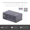 StarTech.com 2-portu divu monitoru DisplayPort KVM slēdzis, 4K 60Hz, 2x USB 5Gbps centrmezgla pieslēgvietas, 2x USB 2.0 HID pieslēgvietas, karsto taustiņu un pogas pārslēgšana, atbilst TAA – ESD 3. līmeņa aizsardzība