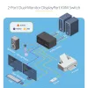 StarTech.com 2-portu divu monitoru DisplayPort KVM slēdzis, 4K 60Hz, 2x USB 5Gbps centrmezgla pieslēgvietas, 2x USB 2.0 HID pieslēgvietas, karsto taustiņu un pogas pārslēgšana, atbilst TAA – ESD 3. līmeņa aizsardzība