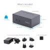 StarTech.com 2-portu divu monitoru DisplayPort KVM slēdzis, 4K 60Hz, 2x USB 5Gbps centrmezgla pieslēgvietas, 2x USB 2.0 HID pieslēgvietas, karsto taustiņu un pogas pārslēgšana, atbilst TAA – ESD 3. līmeņa aizsardzība