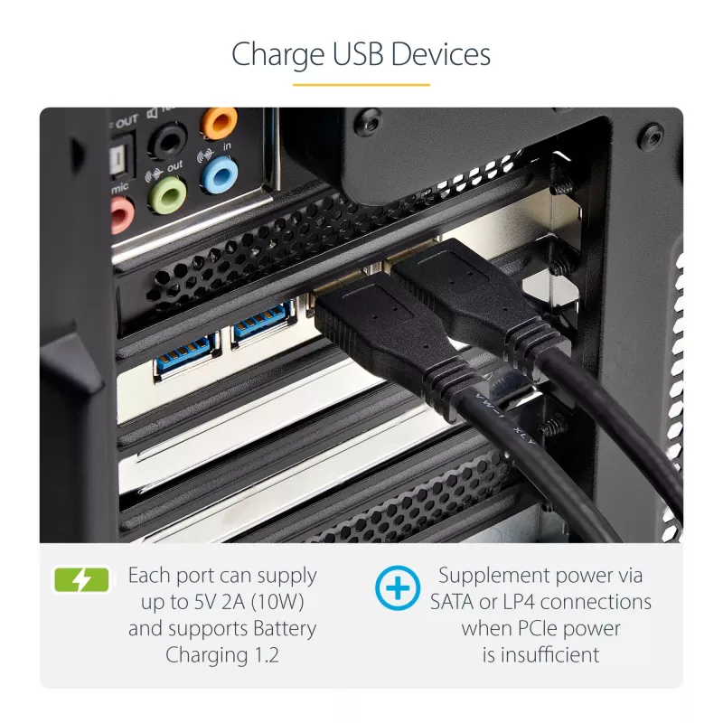 StarTech.com 4-Port USB PCIe Card, USB 3.2 5Gbps, PCI Express paplašinājuma karte ar 4 neatkarīgiem USB kontrolleriem, 4 USB-A pieslēgvietas, Windows/macOS/Linux