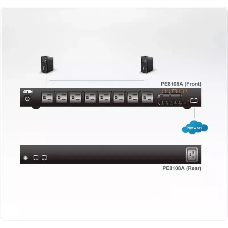 ATEN 1U 10A 8 Izvades Slēgts + Mērīts PDU + Bezmaksas Eco PDU Pārvaldnieks