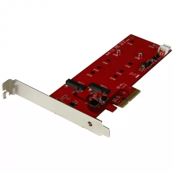StarTech.com 2x M.2 SATA SSD kontrollera karte - PCIe, PCIe, M.2, pilna augstuma / zema profila, PCI 2.0, sarkana, CE, FCC, TAA