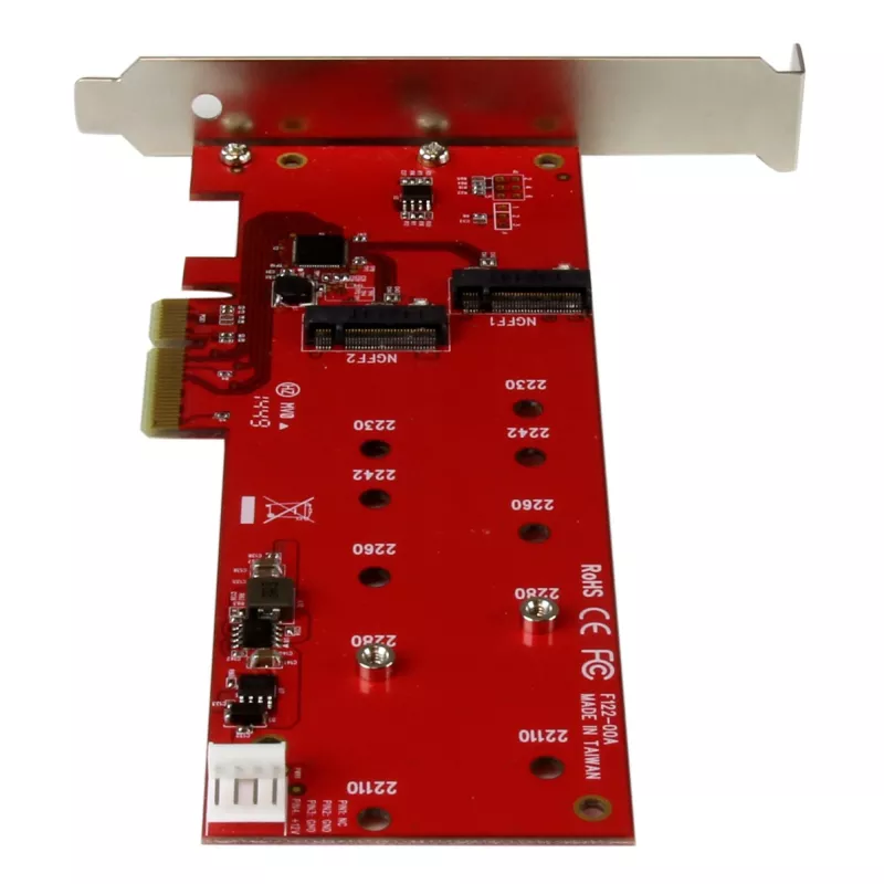StarTech.com 2x M.2 SATA SSD kontrollera karte - PCIe, PCIe, M.2, pilna augstuma / zema profila, PCI 2.0, sarkana, CE, FCC, TAA