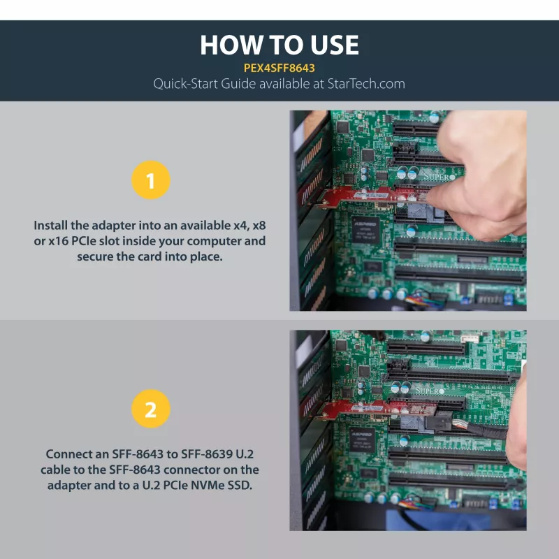 StarTech.com x4 PCI Express uz SFF-8643 adapteris PCIe NVMe U.2 SSD
