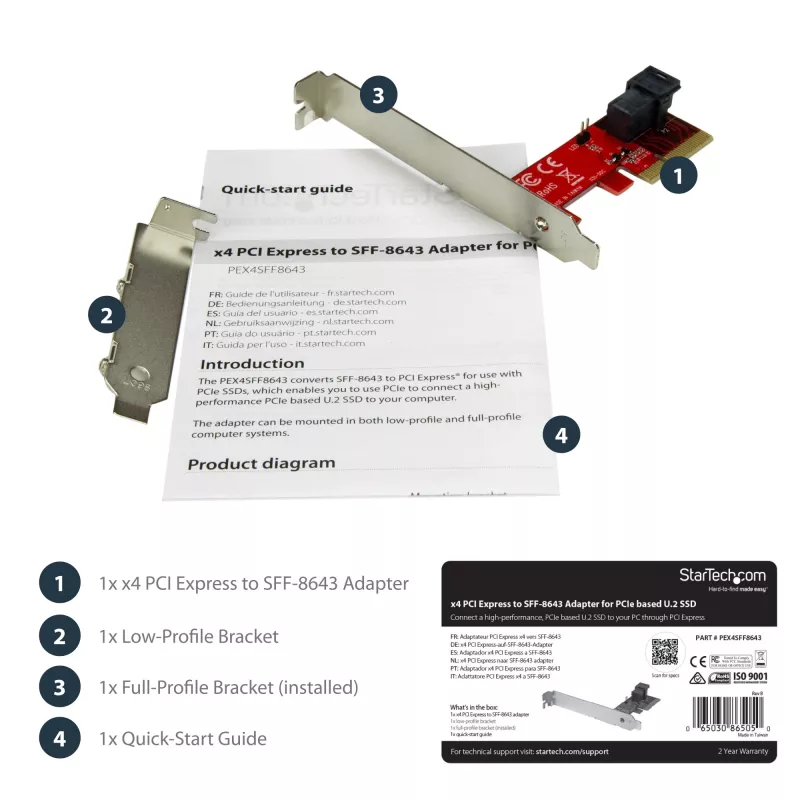StarTech.com x4 PCI Express uz SFF-8643 adapteris PCIe NVMe U.2 SSD