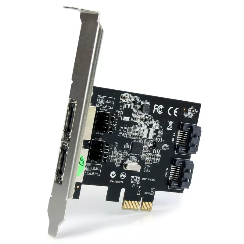 StarTech.com 2 Portu PCI Express SATA 6 Gbps eSATA kontrollera karte - Divu portu PCIe SATA III karte - 2 iekš./2 ār.