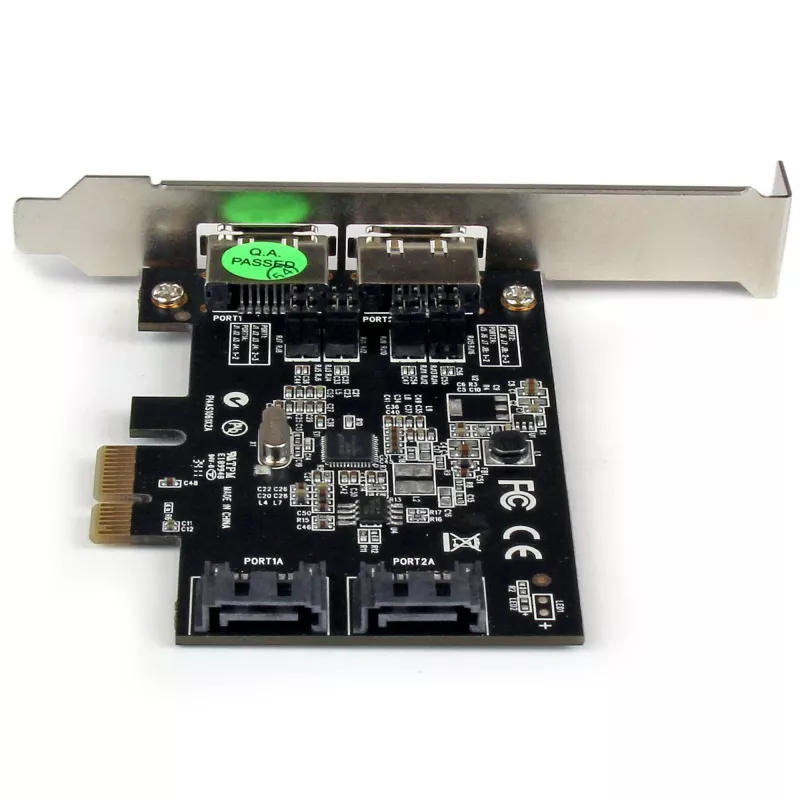 StarTech.com 2 Portu PCI Express SATA 6 Gbps eSATA kontrollera karte - Divu portu PCIe SATA III karte - 2 iekš./2 ār.