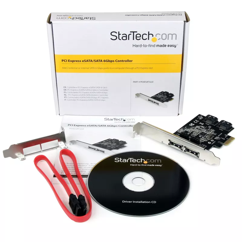 StarTech.com 2 Portu PCI Express SATA 6 Gbps eSATA kontrollera karte - Divu portu PCIe SATA III karte - 2 iekš./2 ār.