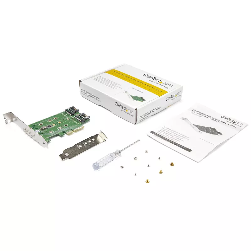 StarTech.com 3 portu M.2 SSD (NGFF) adaptera karte - 1 x PCIe (NVMe) M.2, 2 x SATA III M.2 - PCIe 3.0